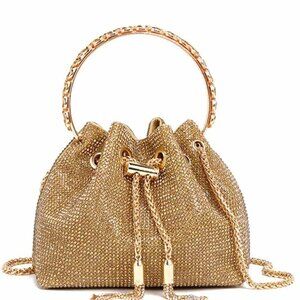 Rose Gold Rhinestone Mini Bucket Bag